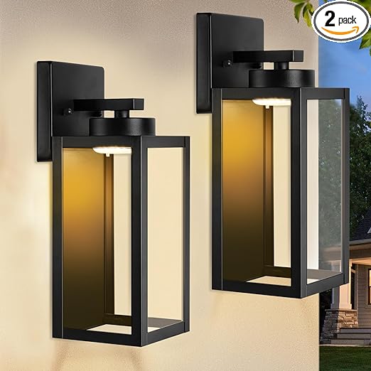 Sucolite 2 Pack LED Outdoor Wall Light Fixtures 12W Modern B04013L - BLACK Like New