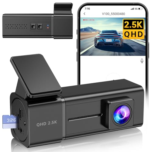 Veement 2.5K 1440P WiFi Dash Camera Car App Mini Free 32GB SD Card - Black - Like New