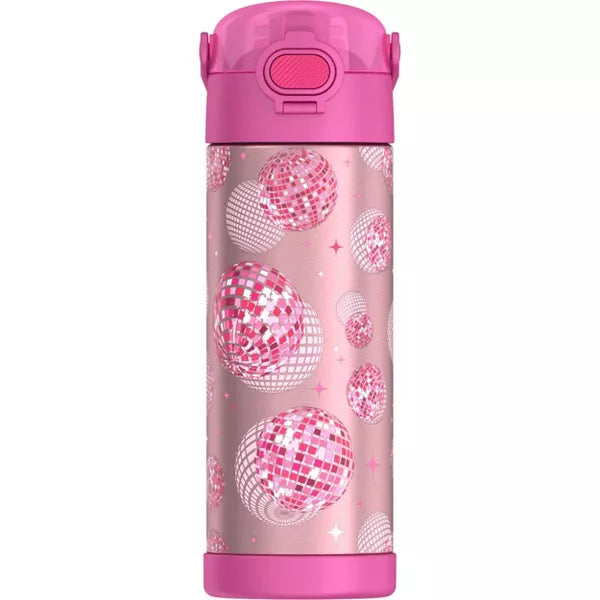 THERMOS 16OZ STAINLESS STEEL FUNTAINER WATER BOTTLE WITH BAIL HANDLE, PINK DISCO - Brand New