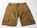 BLU ROCK NEW YORK MEN SLIM FIT STRETCH BELTED CARGO SHORTS, SIZE: MEN 36 - KHAKI - Like New