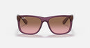 RAY BAN JUSTIN CLASSIC RB4165 TRANSPARENT VIOLET FRAME PINK BROWN GRADIENT 54MM - Like New