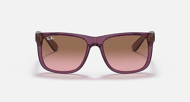 RAY BAN JUSTIN CLASSIC RB4165 TRANSPARENT VIOLET FRAME PINK BROWN GRADIENT 54MM - Like New