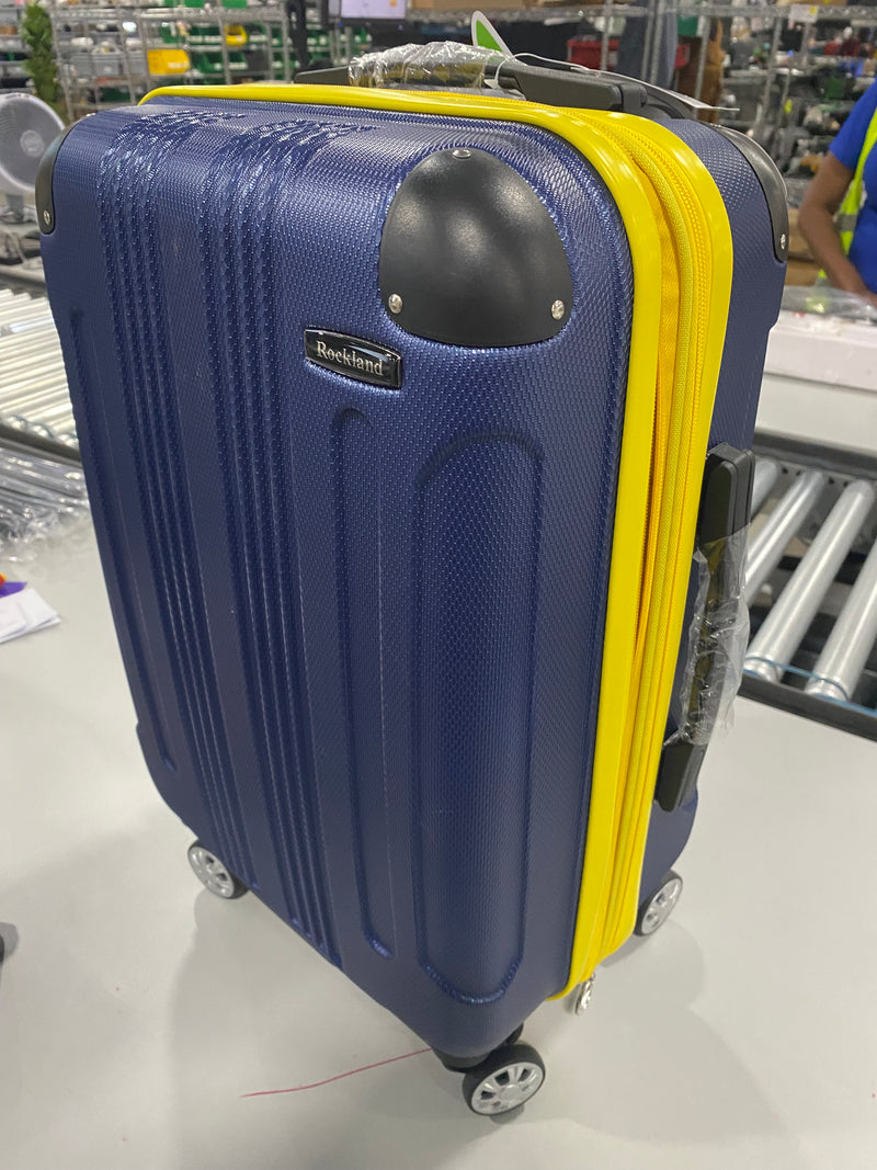 ROCKLAND LONDON HARDSIDE SPINNER WHEEL LUGGAGE, CARRY-ON 20" - NAVY/YELLOW - Brand New