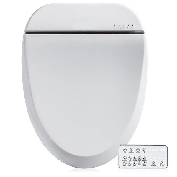 ZMJH BIDET TOILET SEAT VORTEX WASH WARM DRYER REMOTE NIGHT LIGHT ELONGATED WHITE - Like New