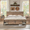 KING FARMHOUSE WOOD BED FRAME SLIDING BARN DOOR STORAGE - Scratch & Dent