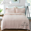 ROYAL BOROUGH 3 PIECE. SOLID COLOR COVERLET SET WITH SHAMS (FULL/QUEEN) - BLUSH - Like New