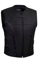 TEAM43002CMJ True Element Mens SWAT Team Style Leather Motorcycle Vest - Black - Brand New