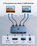 ABLEWE KVM Switch HDMI USB Switch for 2 Computers KVM-02BE-CM-BLUE - Blue - Like New