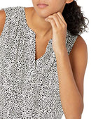 AMAZON ESSENTIALS WOMEN'S SLEEVELESS WOVEN SHIRT - LARGE - MINI LEOPARD - NEW - Brand New