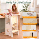 TODDLER TOWER,HEIGHT-ADJUSTABLE STEP STOOL SLIDING SAFETY DOOR - WHITE & NATURAL - Like New