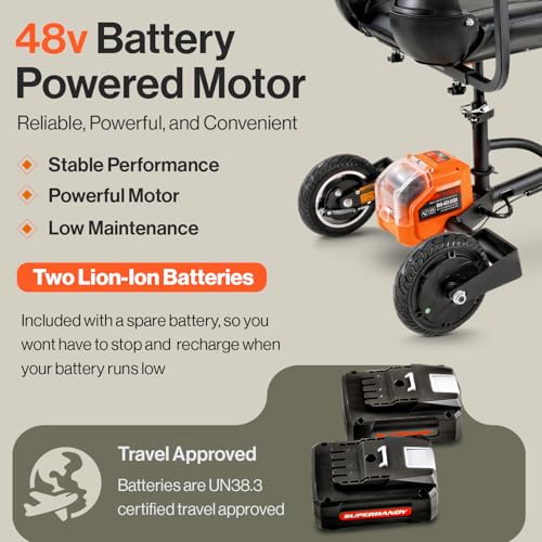 SuperHandy 3 Wheel Folding Mobility Scooter GUT140-2BAT - White Frame, Orange - Like New