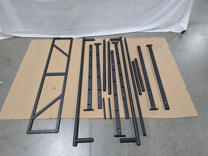 GENERIC METAL BED FRAME FULL SIZE WITH UPHOLSTERED HEADBOARD FOOTBOARD - BLACK - Like New