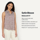 AEWM93015M26 Amazon Essentials Women Regular-Fit Blouse, Ivory Burgundy, L - Brand New