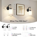 ODNORA WIRELESS RECHARGEABLE WALL SCONCE SET OF TWO 15 COLORS - BLACK/WHITE - Like New