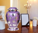 MEMORIALS 4U Lavender Hearts Cremation Urn - Purple & Silver Heart - Burpy - Brand New