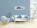 RFDEPOT ARTS Coastal Canvas Wall Art Hand Painted Tuna Fish Painting Blue White - Brand New