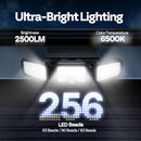 VIVOHOME SOLAR FLOOD LIGHTS 256 LED 2500LM 3 ADJUSTABLE HEADS 2 PACK - BLACK - Like New