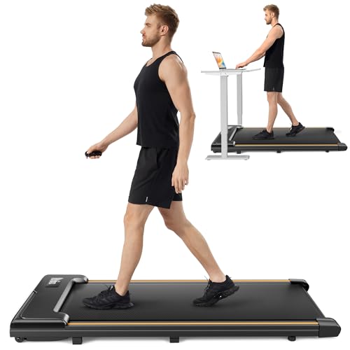 UMAY UNDER DESK TREADMILL WITH INCLINE, MINI WALKING PAD, S1 - BLACK/ORANGE - Like New