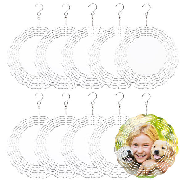 10PCS Sublimation Wind Spinner Blanks 3D Aluminum Wind Spinners 10 Inch - Like New