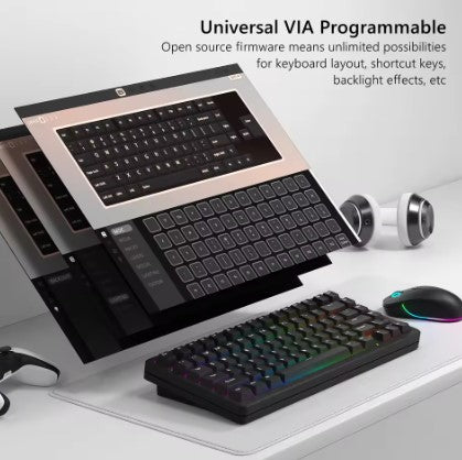 WOMIER SK75 WOB HOT SWAP FULL ALUMINUM WIRELESS MECHANICAL KEYBOARD - BLACK - Like New