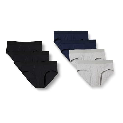 AECT45M7 AMAZON ESSENTIALS Men Brief Underwear 5-Pack Black/Navy/Gray Heather XL - Brand New