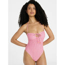 NO BOUNDARIES SPORTY GEO KEYHOLE SURF PINK SIZE SMALL 4-6 SWIMSUIT - SURF PINK - Brand New