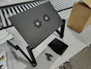 MULTIFUNCTIONAL ADJUSTABLE LAPTOP TABLE WITH USB POWERED COOLING FAN - BLACK - Like New
