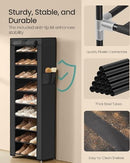 SONGMICS 10-TIER SHOES RACK WITH DUSTPROOF COVER, 28 X 48 X 160 CM - BLACK - Like New