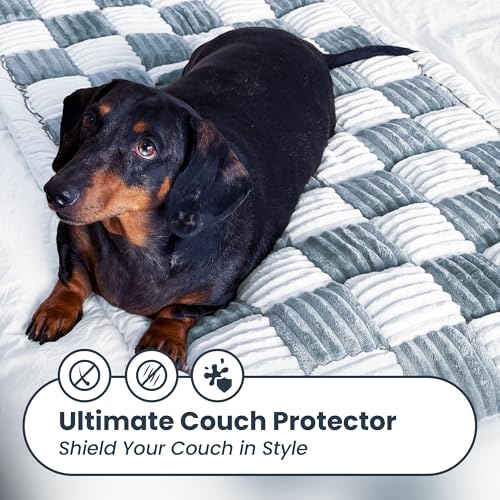 Cattasaurus Washable Couch Covers for 3 Cushion Couch Sofa Pet Friendly - Like New