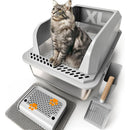 FURKID STAINLESS STEEL CAT LITTER BOX FURKID LARGE METAL KITTY BIG CATS - GRAY - Like New