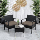 GREARDEN 3 PIECE WICKER PATIO CONVERSATION SET 2 CHAIRS, 1 TABLE - BLACK/BROWN - Like New