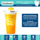 FRESHWARE 24 OZ CLEAR DISPOSABLE PLASTIC CUPS QTY 100 - 24X100B - Like New