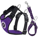 Lukovee Dog Safety Vest Harness with Seatbelt, Adjustable (Medium, Purple) - Like New