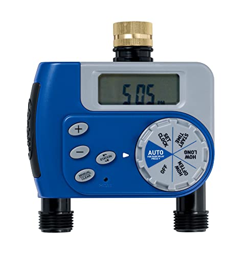 ORBIT 2-OUTLET HOSE WATERING TIMER (2 OUTLET BRASS) - DUAL OUTLET - GRAY/BLUE - Like New
