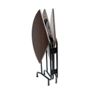 BiggerFire 35.4" MDF Round Folding Dining Table W/ Wheel B09YNP9LGW - Black - Brand New