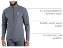 CARHARTT MEN BASE QUARTER-ZIP THERMAL FORCE HEAVYWEIGHT NAVY HEATHER L - Brand New