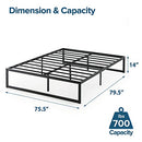 ZINUS ABEL METAL PLATFORM BED FRAME MATTRESS FOUNDATION KING OLB-QLSP-14K - Like New