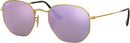RAY-BAN RB3548N HEXAGONAL FLAT LENS SUNGLASSES - SIZE 48MM - GOLD/LILAC FLASH - Like New
