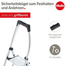 HAILO K95 LivingStep 3-Step Ladder – Aluminum, Safety Rail - Silver/Black - Like New