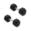 FITVIDS RUBBER ENCASED HEX DUMBBELL,HAND WEIGHTS,15 LBS - BLACK/SILVER - Like New