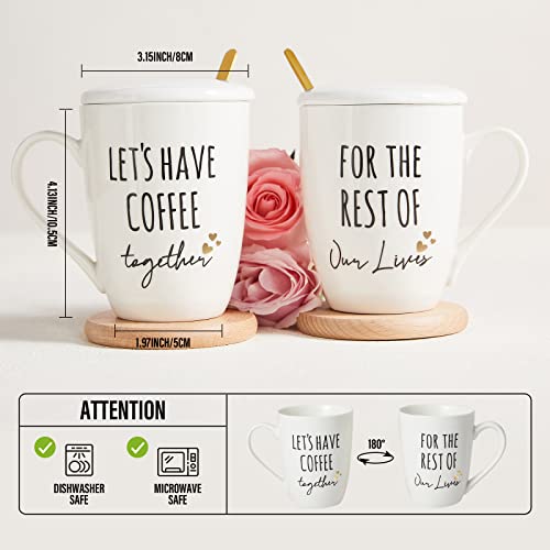 AW BRIDAL CERAMIC ENGAGEMENT GIFTS FOR COUPLE MUGS LEGAVE COFFEE WHITE 12 OZ - Like New