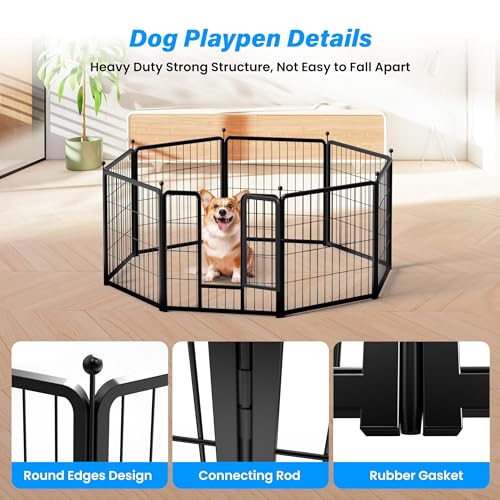 GENERIC BLACK 8 PANEL OCTAGON METAL PLAY PEN 23.6"X23.6" - BLACK - Like New