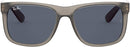 RAY-BAN RB4165 Justin Rectangular Sunglasses - Dark Grey Rubber Transparent - Like New