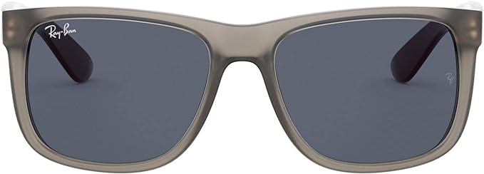 RAY-BAN RB4165 Justin Rectangular Sunglasses - Dark Grey Rubber Transparent - Like New