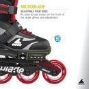 Rollerblade Microblade Kid's Adjustable Fitness Inline Skate - Black/Red - Brand New