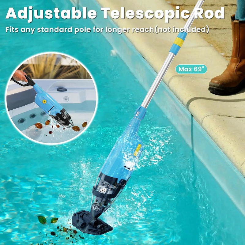 CORDLESS HANDHELD POOL VACUUM ABOVE GROUND POOL RECHARGEABLE POOL CLEANER - BLUE - Like New
