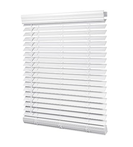 LazBlinds 2-inch Cordless Faux Wood Blinds with Royal Valance - White - Like New