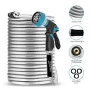 ANUFLES METAL GARDEN HOSE 100FT- STAINLESS STEEL WATER HOSE - SILVER HOSE - Like New