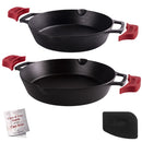 CUISINEL PRE-SEASONED CAST IRON DUAL HANDLE SKILLET 10" & 12" Like New