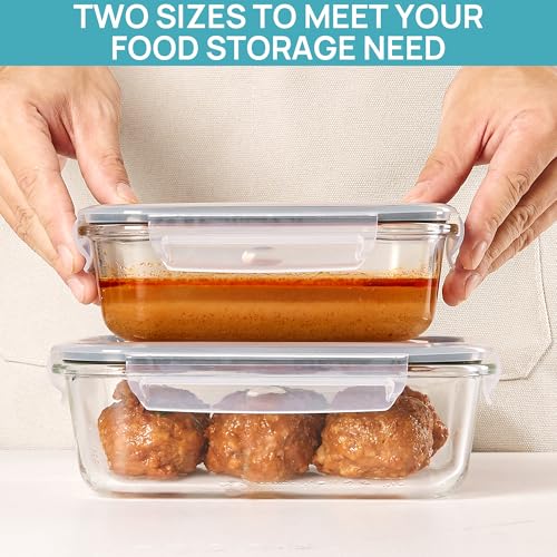VTOPMART 10PACK (35OZ+22OZ) GLASS FOOD STORAGE CONTAINERS - GRAY - Like New